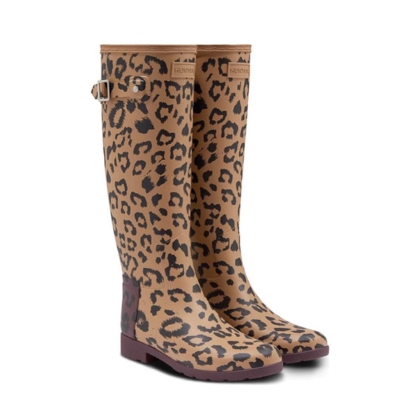 Hunter Shoes - NEW Hunter Refined Tall Leopard Print Rain Boots